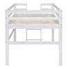 Wood Twin Size Loft Bed with Side Ladder, Antique White