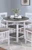 Counter Height Dining Table w Storage Shelve 4x Chairs Padded Seat Unique Design Back 5pc Dining Set White Color