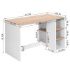 47.2" Computer Desk with 5 Storage Shelves, Modern Study Writing Desk for Small Spaces Gaming Desk, Multipurpose Student Learning Table Workstation fo