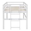 Wood Twin Size Loft Bed with Side Ladder, Antique White