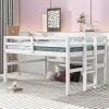 Wood Twin Size Loft Bed with Side Ladder, Antique White