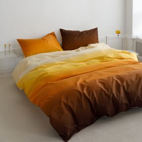 Spring Summer Simple Gradient Series Ins Cotton Four-piece Set (Option: Yellow-Bed sheet type-1.5m bed 4piece set)