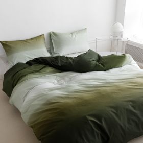 Spring Summer Simple Gradient Series Ins Cotton Four-piece Set (Option: Green-Bed sheet type-1.2m threepiece set)