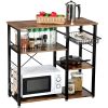 3-Tier Industrial Kitchen Baker's Rack Utility Microwave Oven Stand Storage Cart Workstation Shelf, Vintage